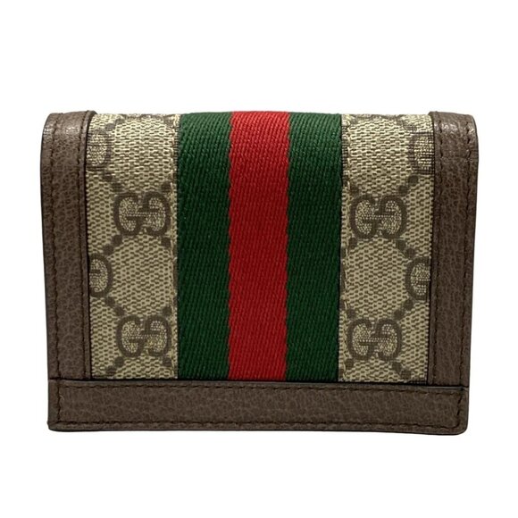 Auth GUCCI Ophidia 523155 Dark Brown Beige Multi PVC Leather Bifold Wallet - Picture 6 of 11